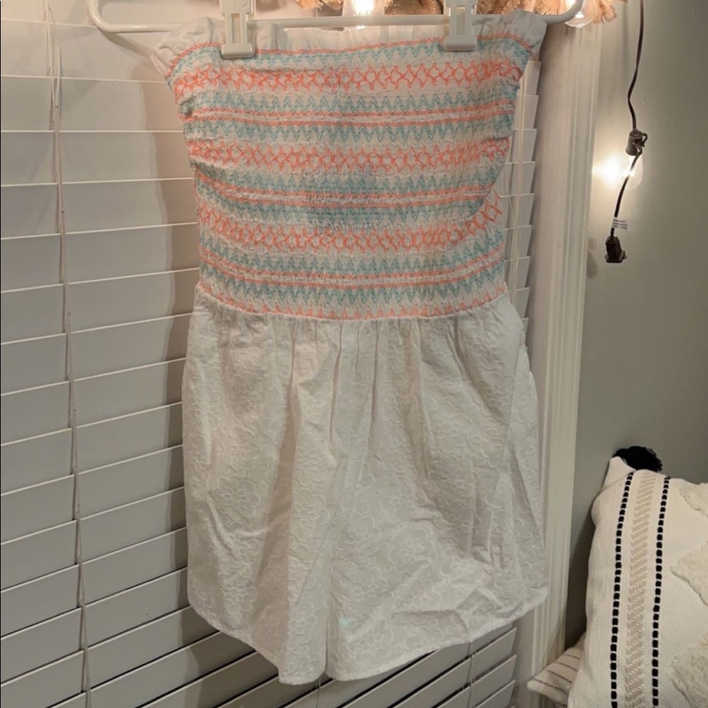 Smocked Tube Top Romper with Pockets